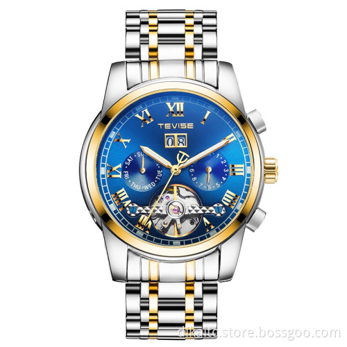 TEVISE Watch 9005 Fashion Business Clock Military Sport Automatic Wristwatches Stainless Steel Waterproof Mechanical Mens Watch